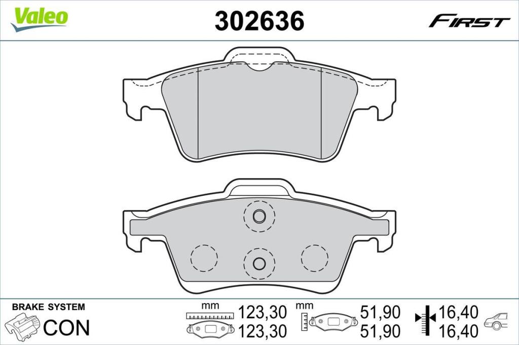 Jogo de 4 pastilhas de travão VALEO ref. 302636
